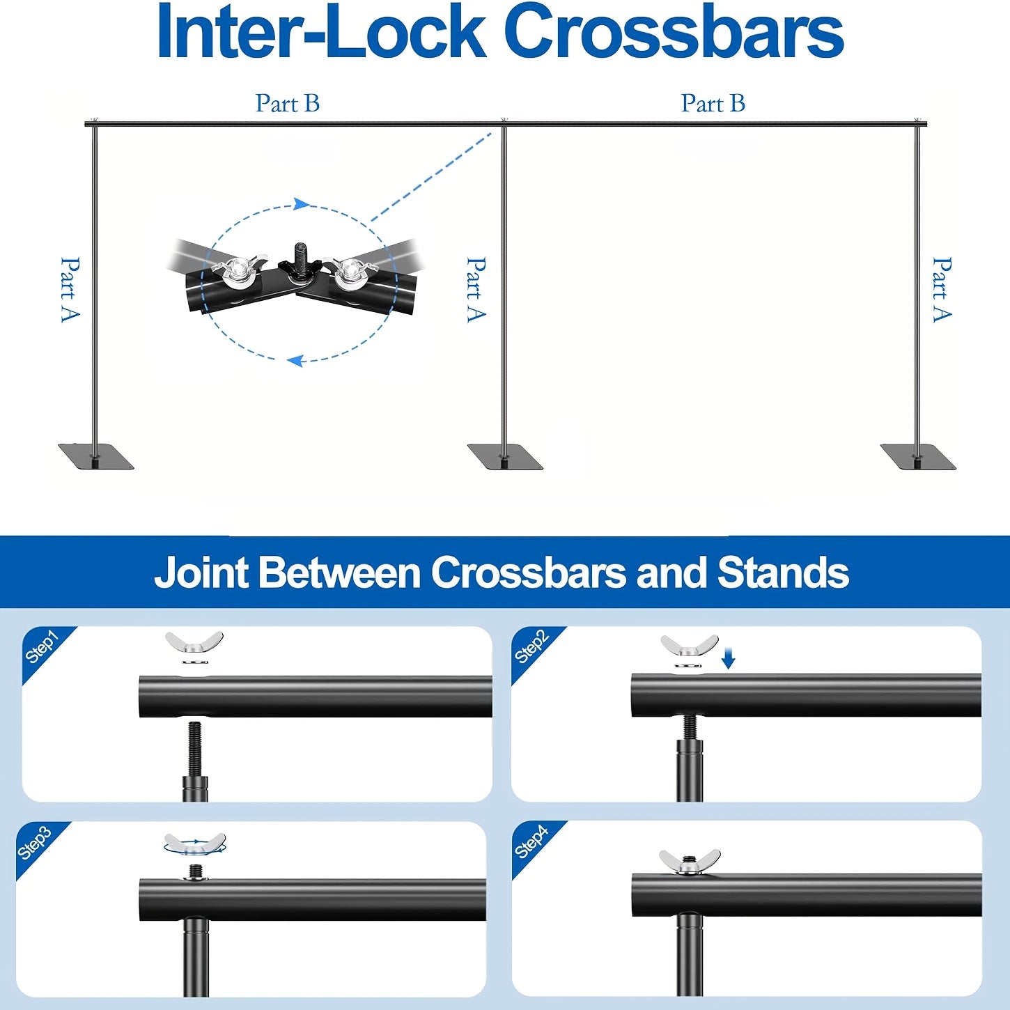 19X6.5Ft Background Support Stand Featuring a 300° Rotating Connector & Dual Crossbar - Versatile Background Support System, Includes 6 Clamps, 3 Weights, And a Carrying Bag for Photography, Weddings, And Events