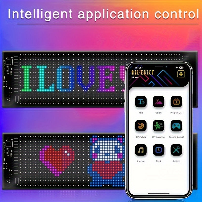 LED Screen Light, Programmable Flexible LED Matrix Panel Radio Application Control LED Signs, Dynamic Design Text, Pattern And Animation Rolling LED Signs for Auto Shop Parties Hotel Concerts
