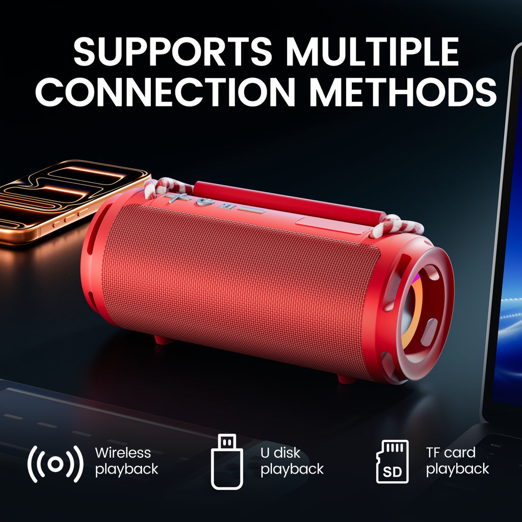 Wireless Speaker High Quality Portable Audio with RGB HD Sound Durable Design Built In Carry Strap And Rechargeable Battery for Sports/Home/Party/Valentine's Day/Anniversary/Gifts/Travel