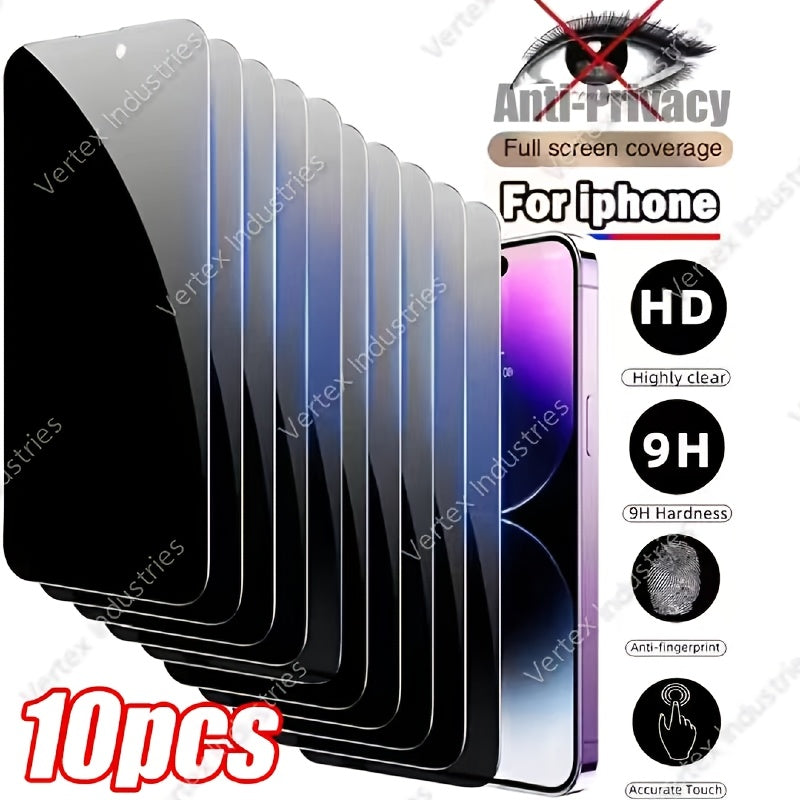 10pcs Full Coverage Privacy Protection Tempered Glass Screen Protector for iPhone 11/12/13/14/15/16/17 Pro Max | Privacy Shield Tempered Glass for iPhone 11/12/13/14/15/16 Plus/17 Air