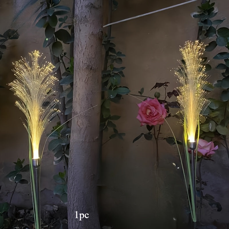 Solar-Powered Golden Grass Garden Lights - Energy-Efficient Outdoor Decor for Yards, Patios, And Balconies (1pc/2pcs), Solar Charged Nickel Battery, Plastic Fixture with Semi Flush Mount, Outdoor Lighting | Golden Grass Effect | Durable Outdoor Ligh