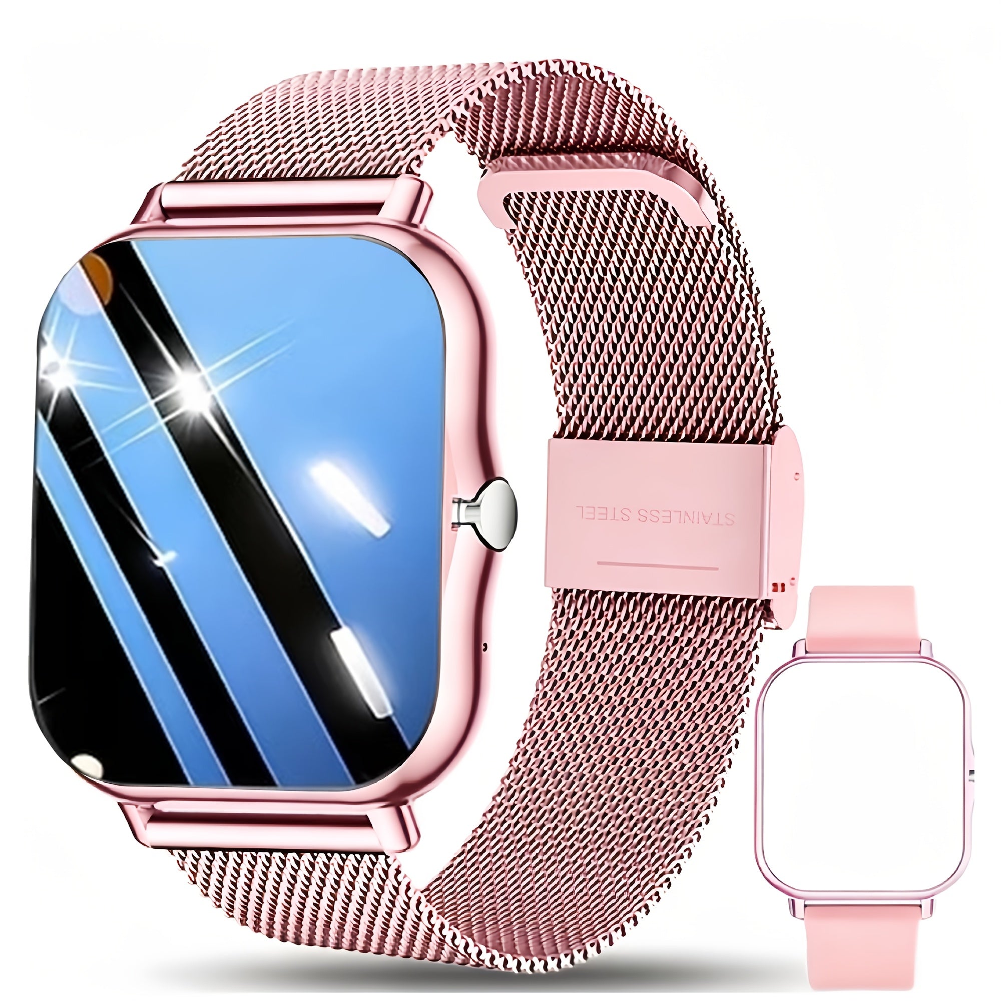 Touchscreen Smartwatch for Men And Women Wireless Calling/Message Alerts/Music Playback Multiple Sports Modes, Weather, Stopwatch, Timer, Alarm Magnetic Charging Compatible with Android And iPhone Systems Two Strap Options, Multiple Color