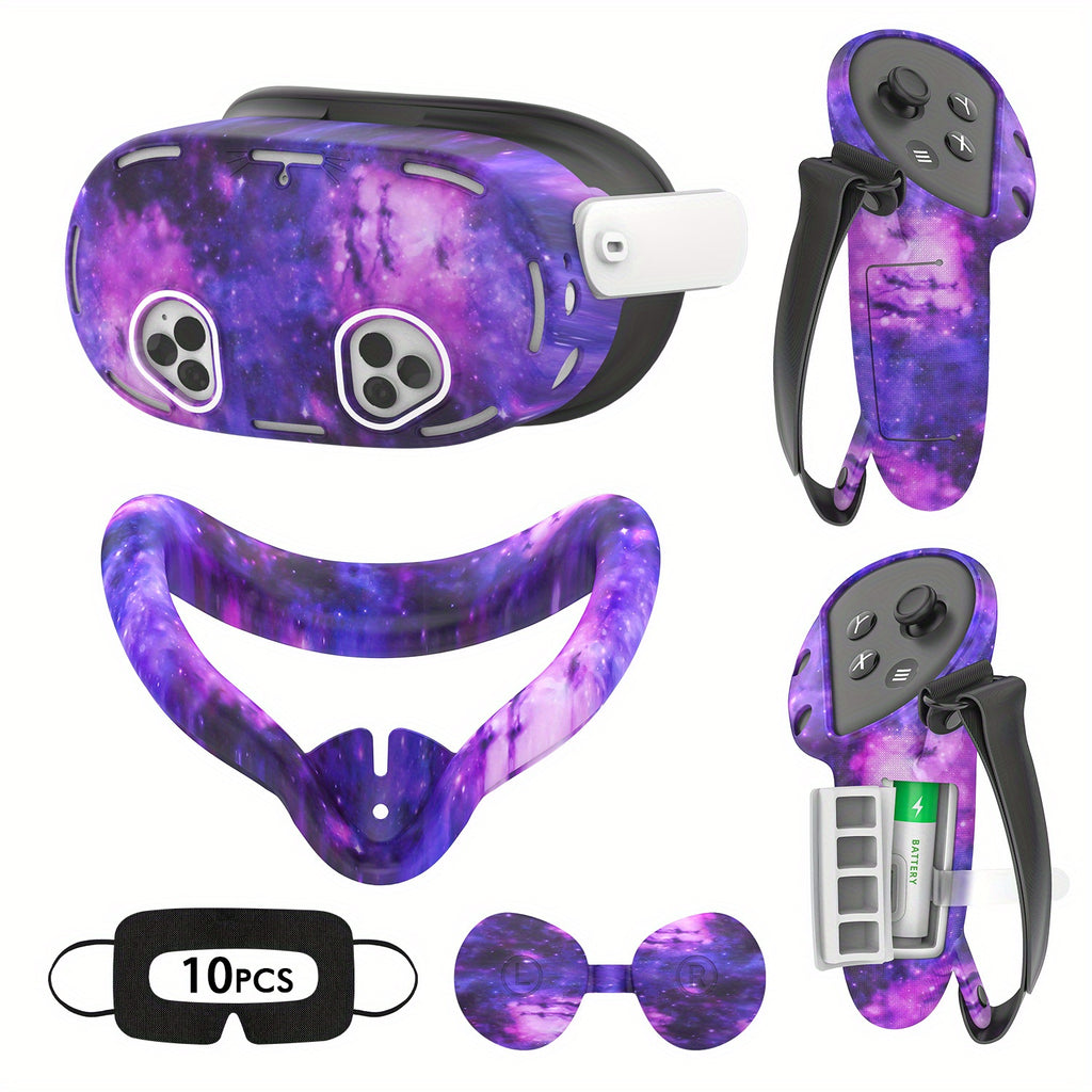For Meta Quest 3S Silicone Cover Set Compatible With for meta\ quest 3S Accessories, VR Silicone Face Cover, VR Shell Cover, Touch Controller Grip Case, Camera Lens Protector Cover For Meta Quest 3S Accessories Halloween, Christmas Gifts