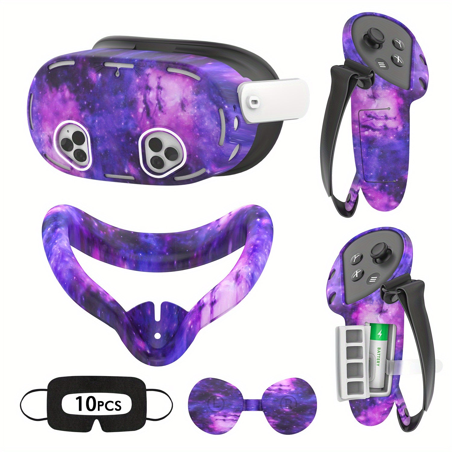 For Meta Quest 3S Silicone Cover Set Compatible With for meta\ quest 3S Accessories, VR Silicone Face Cover, VR Shell Cover, Touch Controller Grip Case, Camera Lens Protector Cover For Meta Quest 3S Accessories Halloween, Christmas Gifts