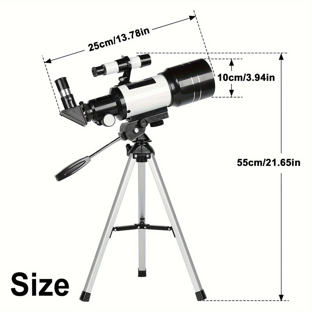 150X telescope, 70mm aperture telescope, suitable for adults, portable astronomical telescope, with tripod phone holder, eyepiece, Barlow lens, perfect for big viewing nature, education, and exploration. It is the best Christmas gift for family members an