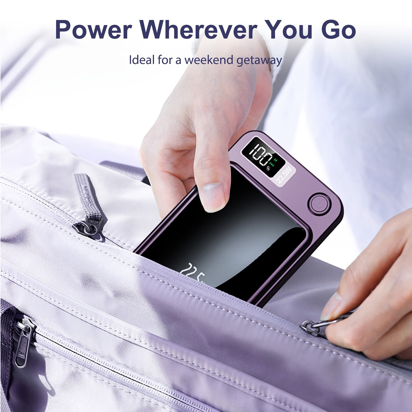 Sunthon Magnetic Wireless Charging Power Bank, 10000/5000mAh Portable Wireless Charger, 22.5W/PD20W Fast Charging Battery Pack, with LED Power Display, 2 Outputs And Dual Input External Battery Pack for iPhone 17/16/15/14/13/12 And Android Universal