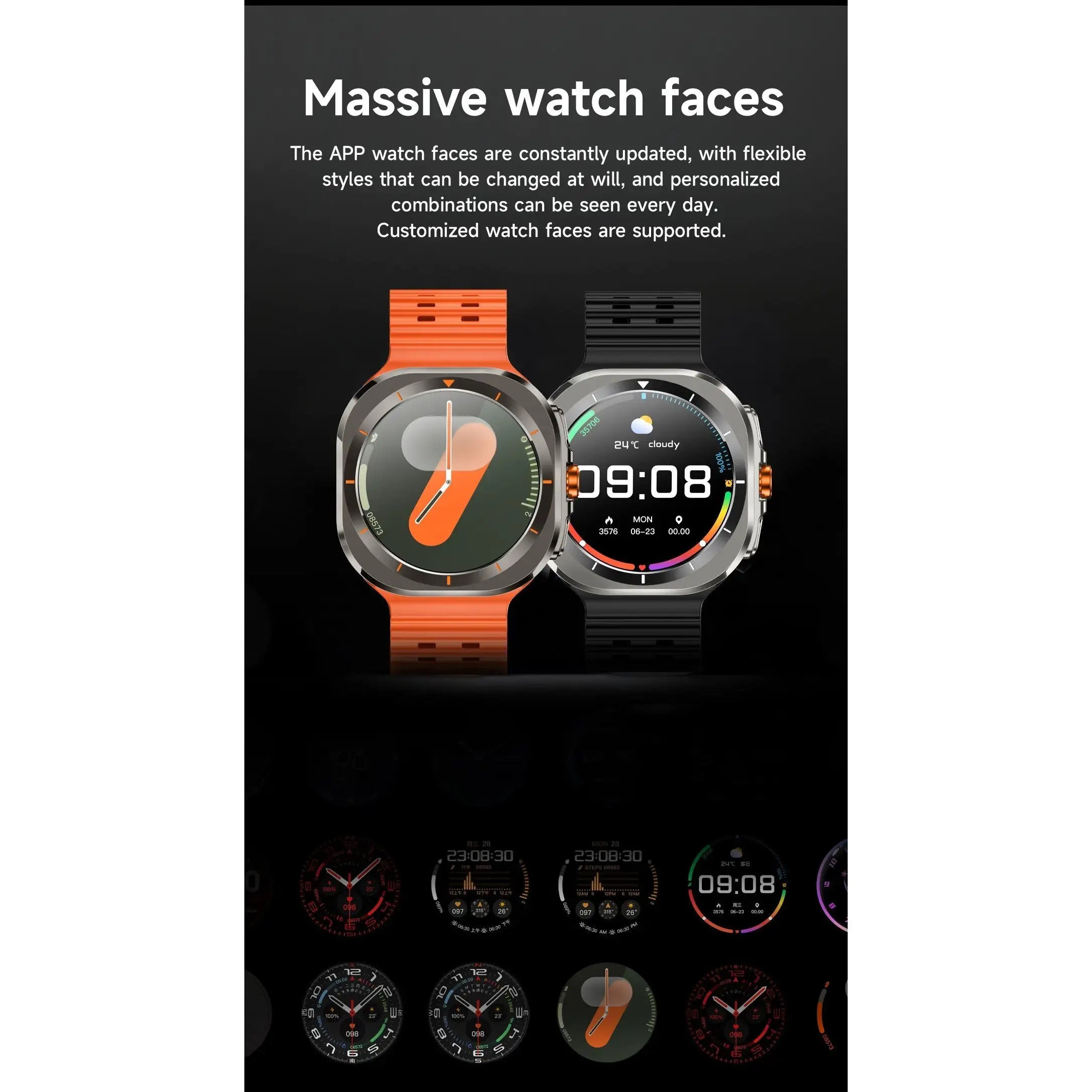 Smart Watch, Wireless Calling(Answer/Make Calls), Big Screen Watch, 100 Modes, Fitness Tracker, Wireless Charger, Voice Assistant, 2 Straps, Customizable Watch Faces, Ultra Smart Watch, Smart Watch with SIM Card, Small Smart Watch