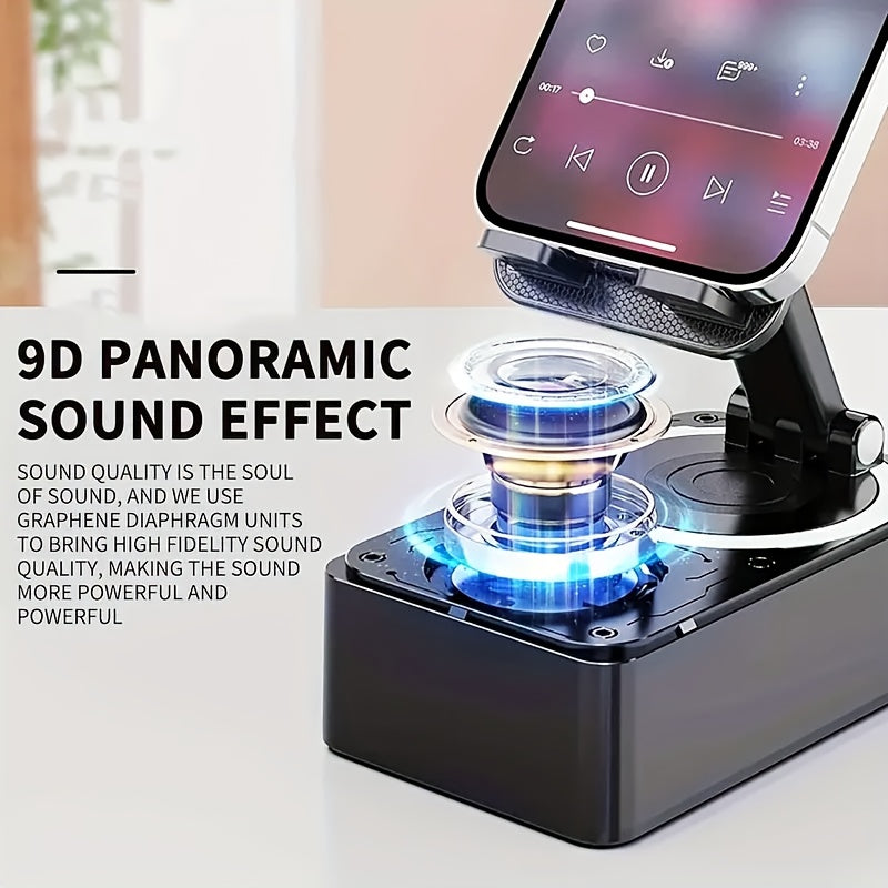 [Portable Wireless Speaker] New Portable Wireless Speaker With Mobile Phone Stand- Outdoor Wireless Speaker, Turtle Box Speaker- 1200mAh Battery, 6 Hours Of Playback Time, Loud Bass, Powerful Including USB Charging Cable- Perfect For Home, Car, Outdoor Ca