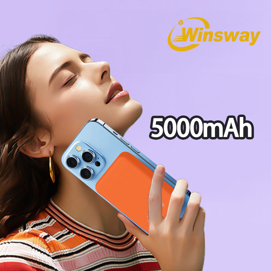 Winsway 5000mAh magnetic mini mobile power bank, supports PD and QC 3.0 fast charging, colorful and versatile, suitable for iPhone 17/16/15/14/13 series