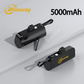WINSWAY Dual Port 5000mAh Capsule Mini Pocket Mobile Power Bank, Portable Fast Charging Wireless Phone Holder Charger, Comes with Type-C Data Cable, Can Charge Two Phones At The Same Time, Compatible with Android, Samsung And Other Devices, Suitable