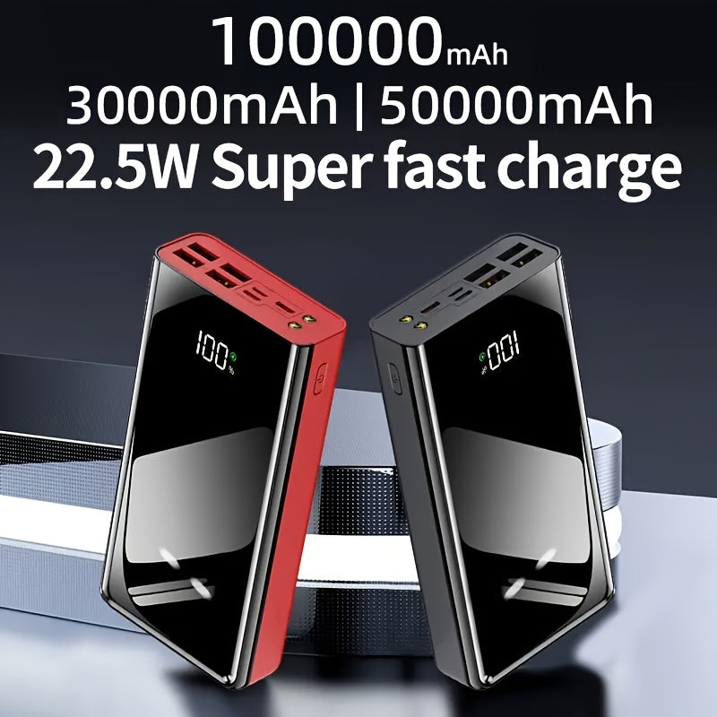 30000mAh/50000mAh/100000mAh Power Bank, 22.5W Fast Charging, Large Capacity Power Bank, Fast USB Charger with LED Display, Flashlight And Emergency Power Reserve - Outdoor Camping Light for iPhone, Android And Digital Devices, Holiday Gift