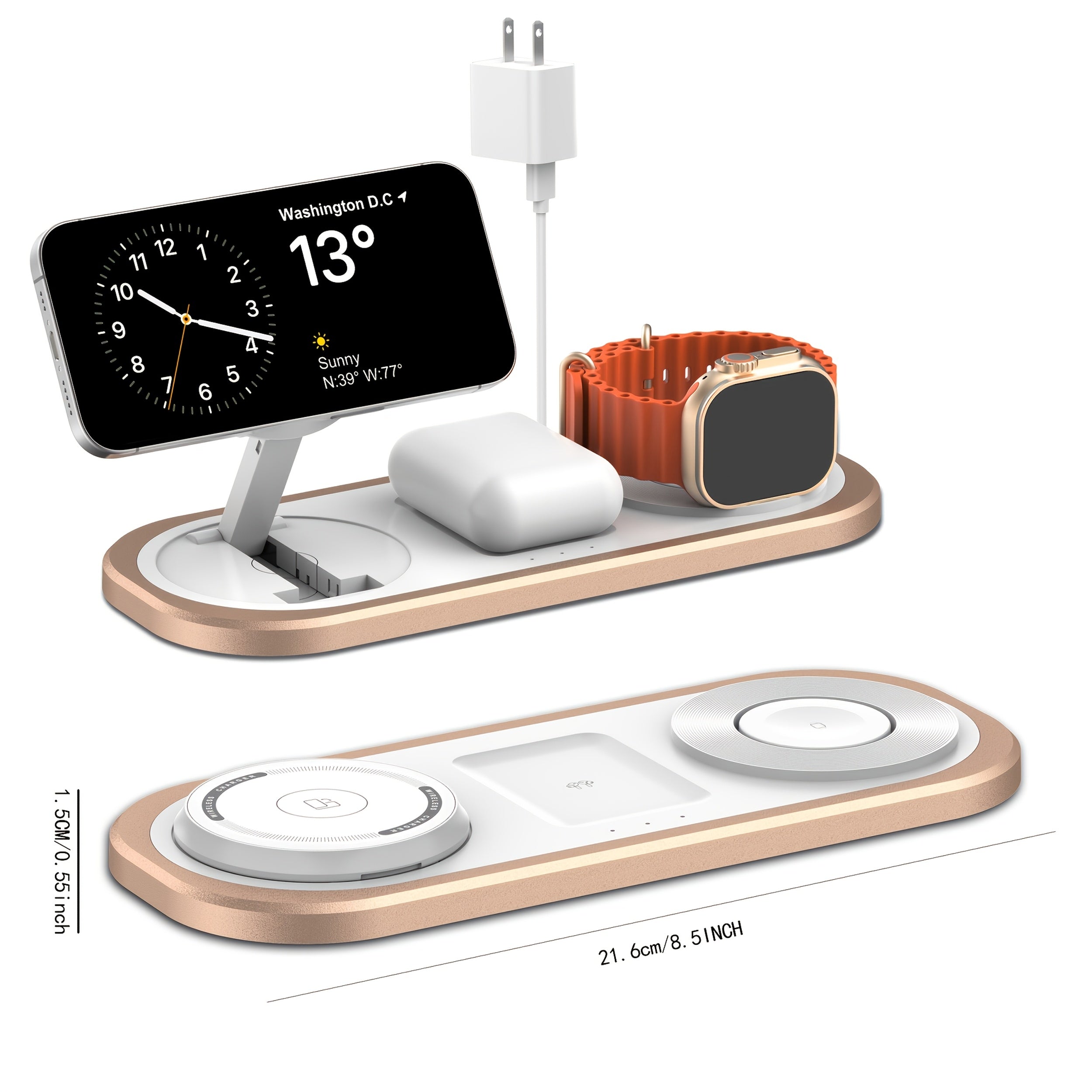 [3 in 1 Wireless Fast Charger] 3 in 1 15W Wireless Fast Charger for Iphone, Foldable Charging Station for Iphone 16/15/14/13/12/Pro Max/Pro/Mini/Plus, for Iwatch 10/9/8/7/SE/6/5/4/3/2/1/Ultra2/Ultra, for Airpods Pro/2/3/4