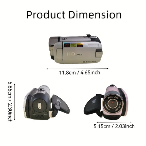 1080P Portable Digital Camcorder, Rotate Screen Digital Camera with Rechargeable Battery And 32G Memory Card Support Selfie, Suitable for Travel Photograph And Friend Gathering And Growth Recording