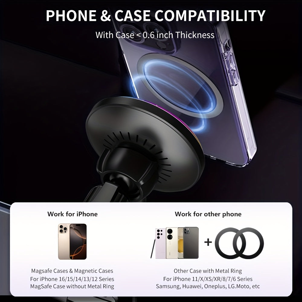 for Car Stand Charger, 15W Magnetic Wireless Car Charger Phone Holder, Vent Dashboard Universal Car Wireless Charger Holder for iPhone 15/14/13/12 Series, Christmas, Holidays, New Year Gifts
