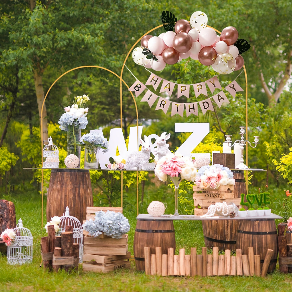 Set Of 2 Golden Metal Wedding Arch Backdrop Stand (7.2FT And 6FT), Balloon Arched Frame Backdrop Stand For Parties, Wedding Birthday Baby Shower Graduation Holiday Ceremony Supplies Decor