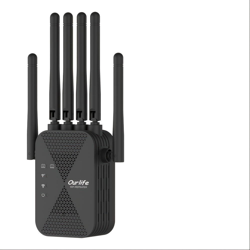 Wi-Fi Repeater, *Thousands of Customers Buy Again*, 2.4G Signal Strength Booster, Wide Coverage, Breaks Through Spatial Limitations, One-Button Setup, Full Coverage, Flexible Antenna Rotation, Adjustable Signal Strength, Enhanced Stability