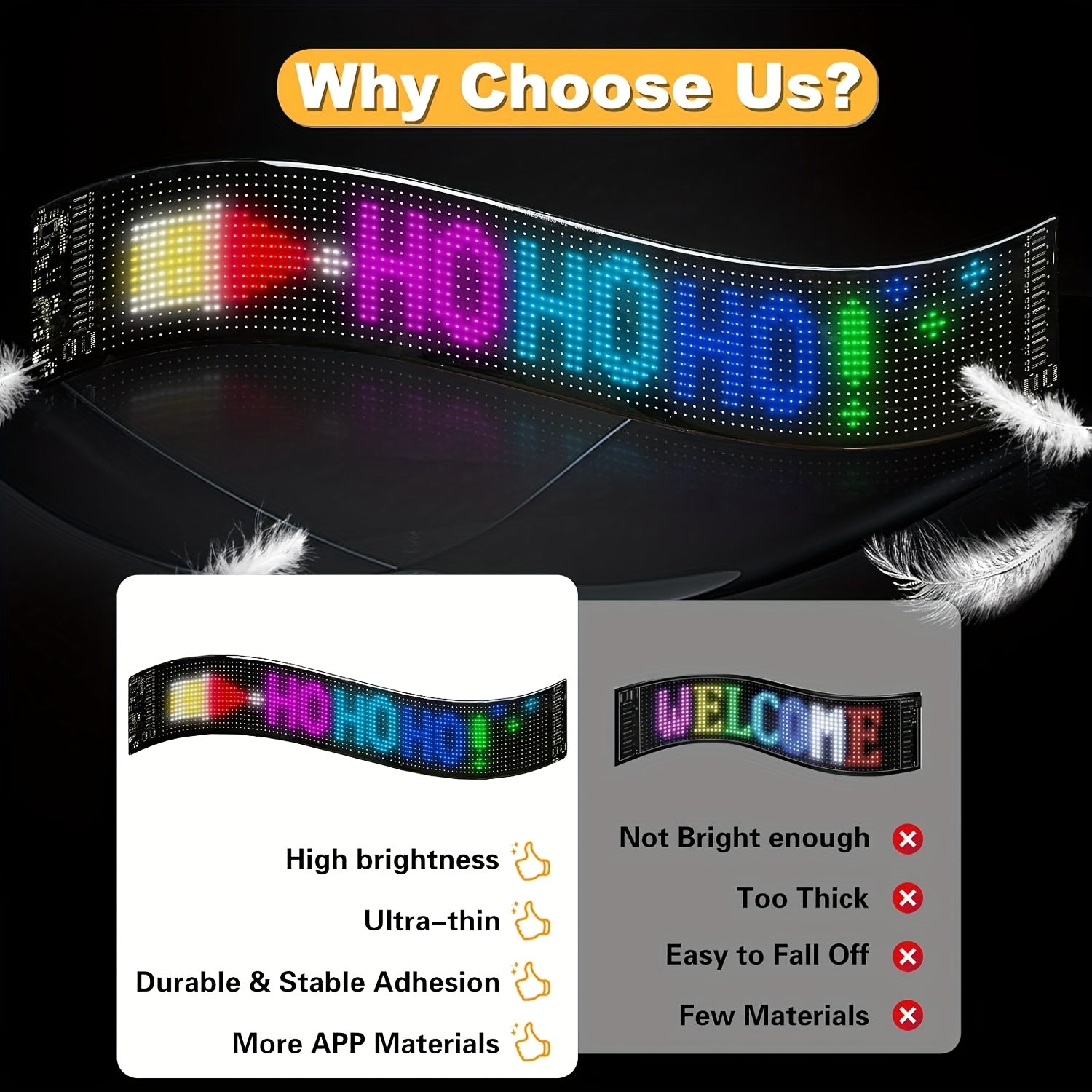 2pcs Programmable LED Sign, Controlled By Remote Control And Mobile Phone APP, with Synchronized Flashing Demon Eyes And Scrolling Text Display, Powered By USB, Suitable for Car Accessories, Parties, Gatherings, Store Signboards, Concert Support, And