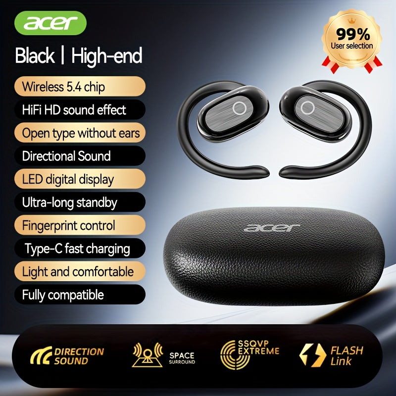 [Acer 2025 New Model] TWS Wireless Earbuds, Deep Bass Stereo And Call Noise Reduction, Ultra- for Long Battery Life for Sports And Running, Hook Design, Low Latency Gaming Mode, HIFI Sound, Lightweight Touch Control, Classic Retro Style