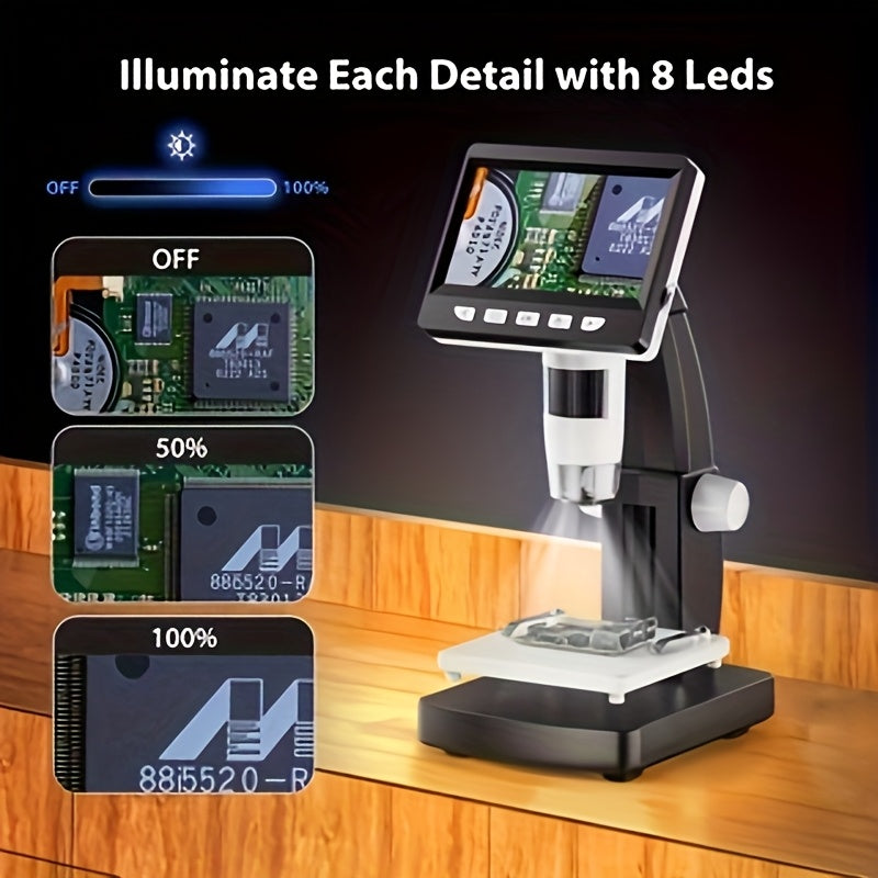 INSKAM 4.3-inch Digital Microscope, Ultra Clear Screen Microscope, 1000X Magnification, Suitable for Coin Detection, Biological Observation, Educational Research, Insect, Plant, Industrial Inspection, And Knitwear Testing, Etc
