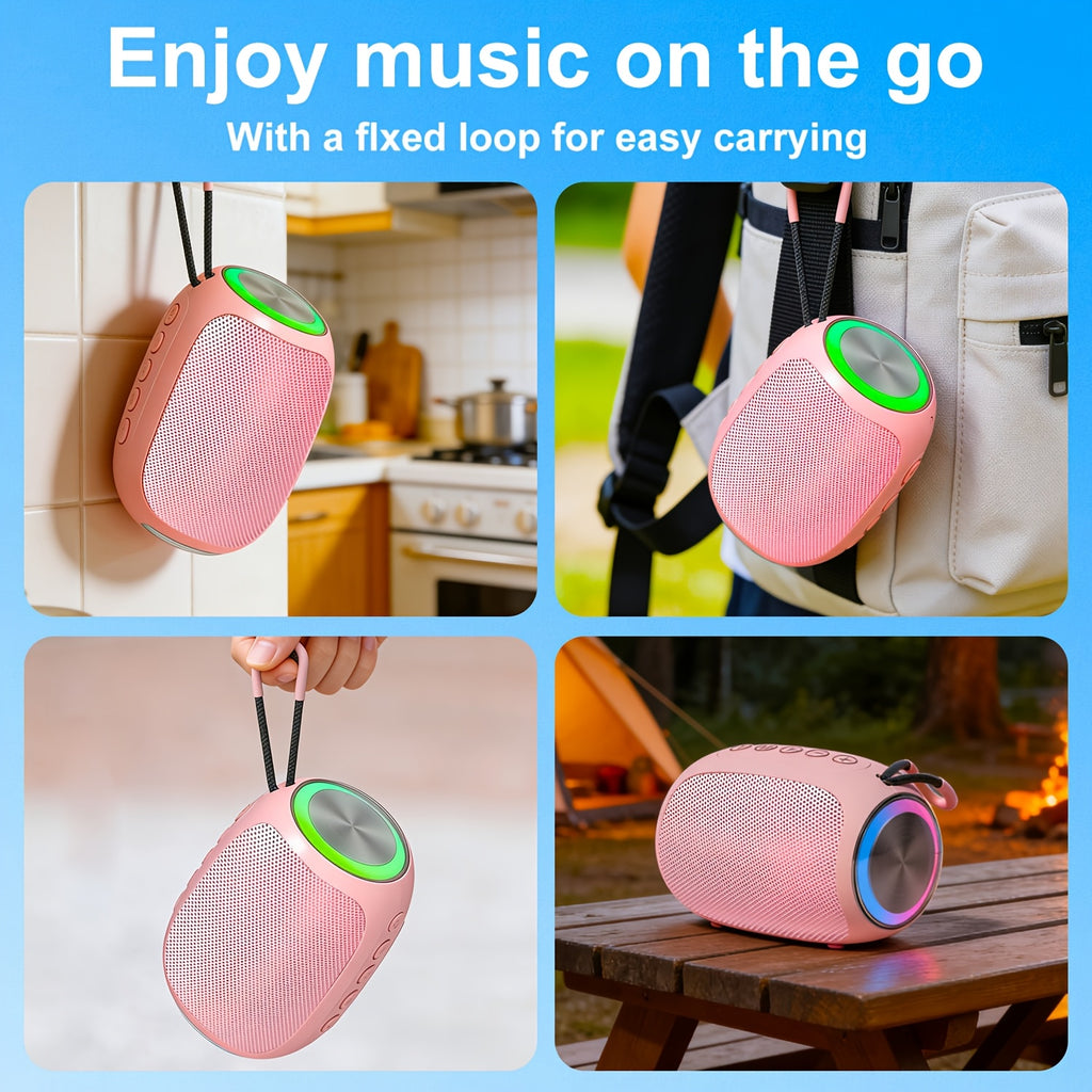 Foubeak Wireless Speaker, A Portable Speaker With Exceptional Sound Quality, A Pink Speaker With Colored Lights, A Dual-speaker Speaker, A Perfect Christmas Gift.