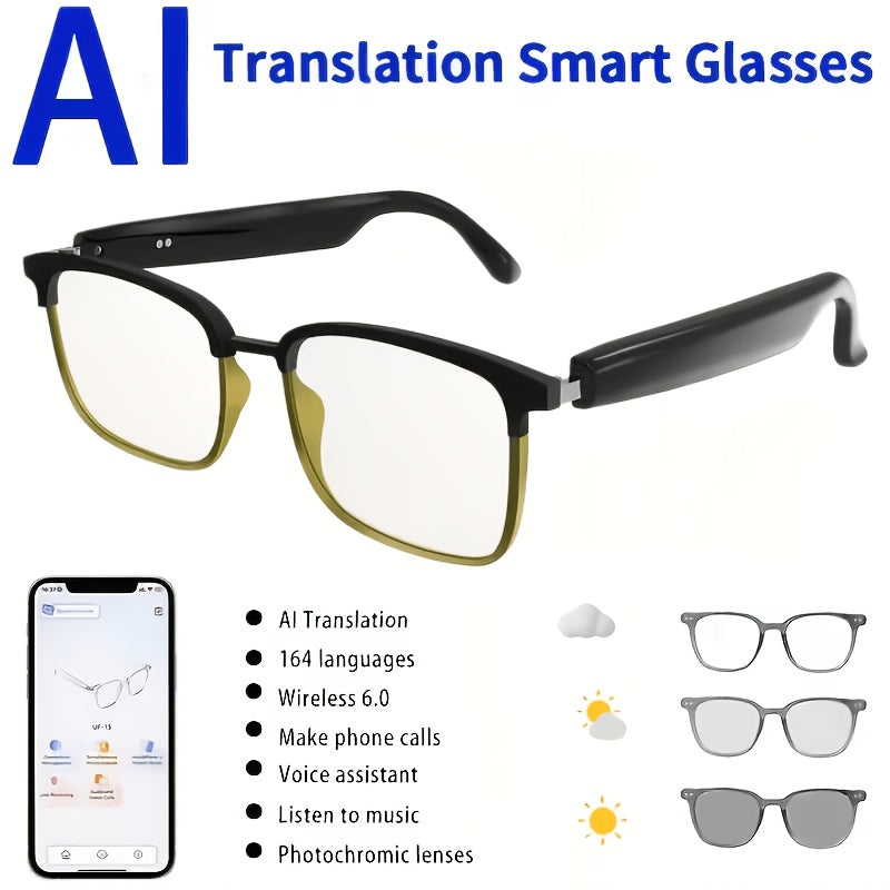 AI Smart Glasses: Smart Glasses That Support Real-time Translation In 160 Languages. These New Multifunctional Audio Glasses Feature Built-in Microphones And Speakers, Delivering High-definition Voice Calls And Hi-Fi Music Quality. They Offer Music