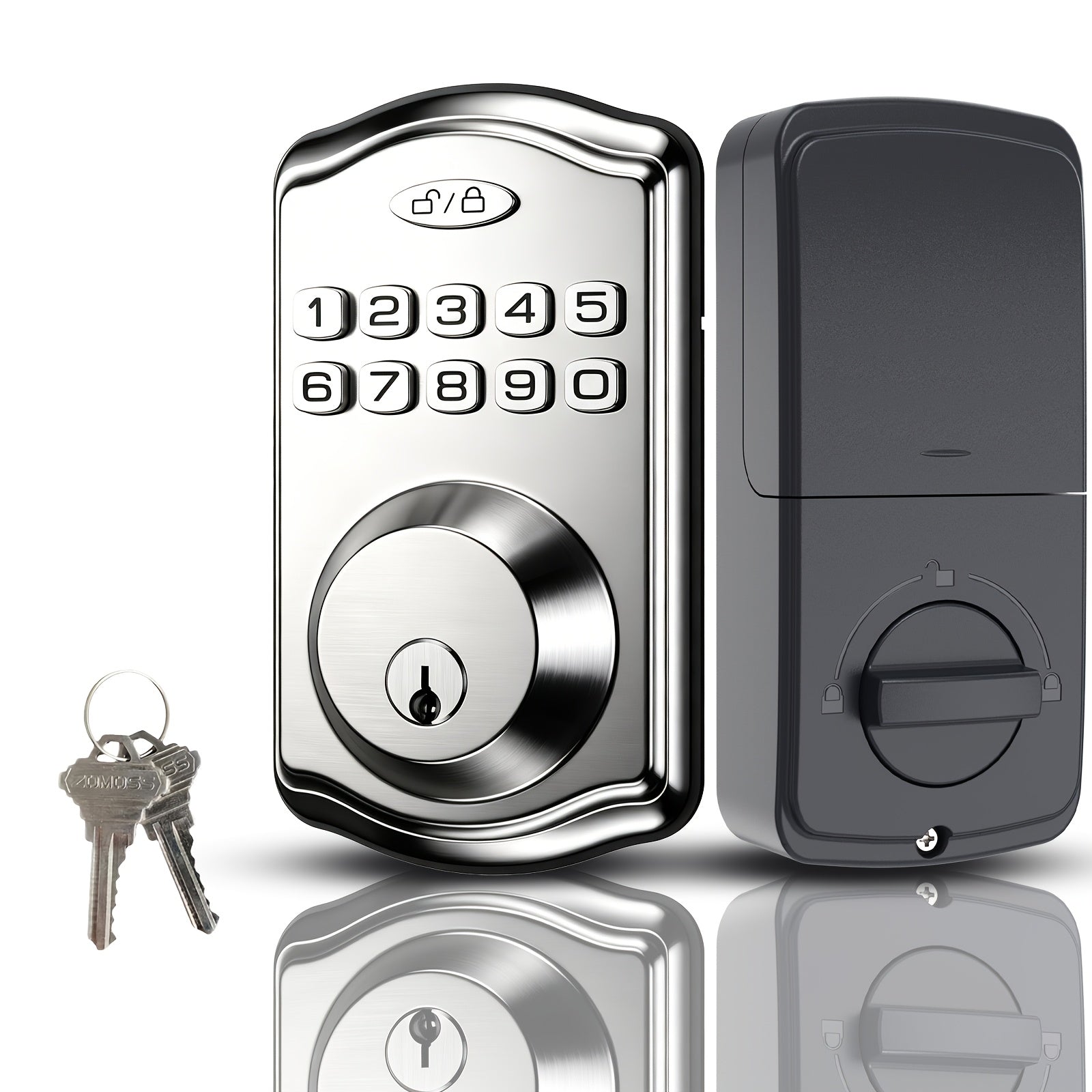 Smart Door Lock with Fingerprint & Keypad, Keyless Entry Door Lock with Bluetooth App Control, Tuya Smart Lock, Digital Electronic Front Door Lock, Auto Lock, Vacation Mode, Hidden Key Backup, Door Lock with Handle, Father's Day Gift for Dad