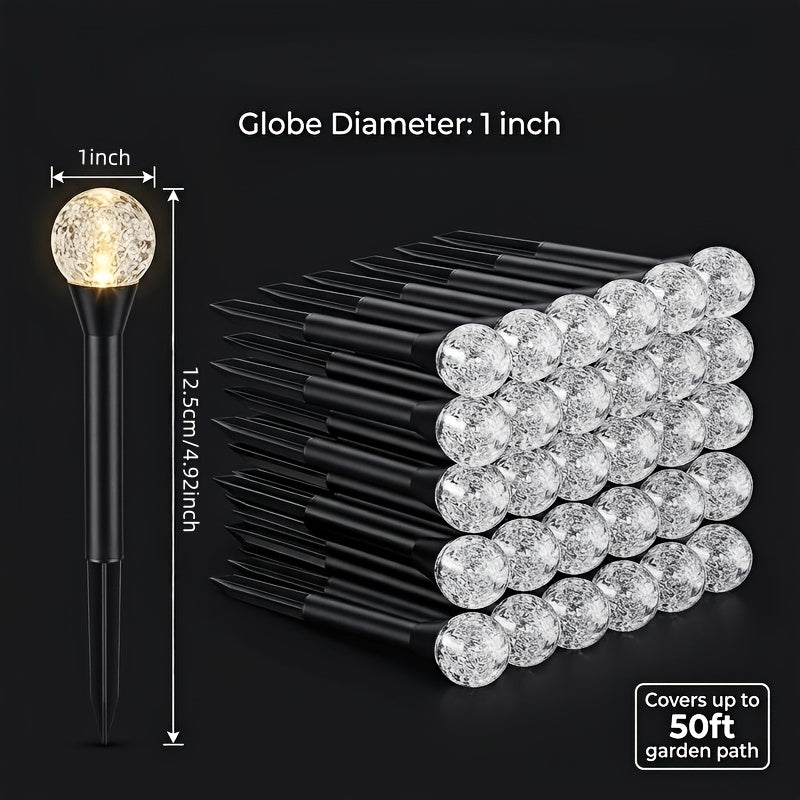 [Holiday Gifts] 30pcs Solar Outdoor Ground Plug Lights, Crystal Bubble Ball Lights, Smart LED Lights, Yard Lights, Garden Lights, Summer Camping Lights, Fairy String Lights, Dustproof &, 8 Lighting Modes, for Birthday Parties, Holiday Gifts, Independence