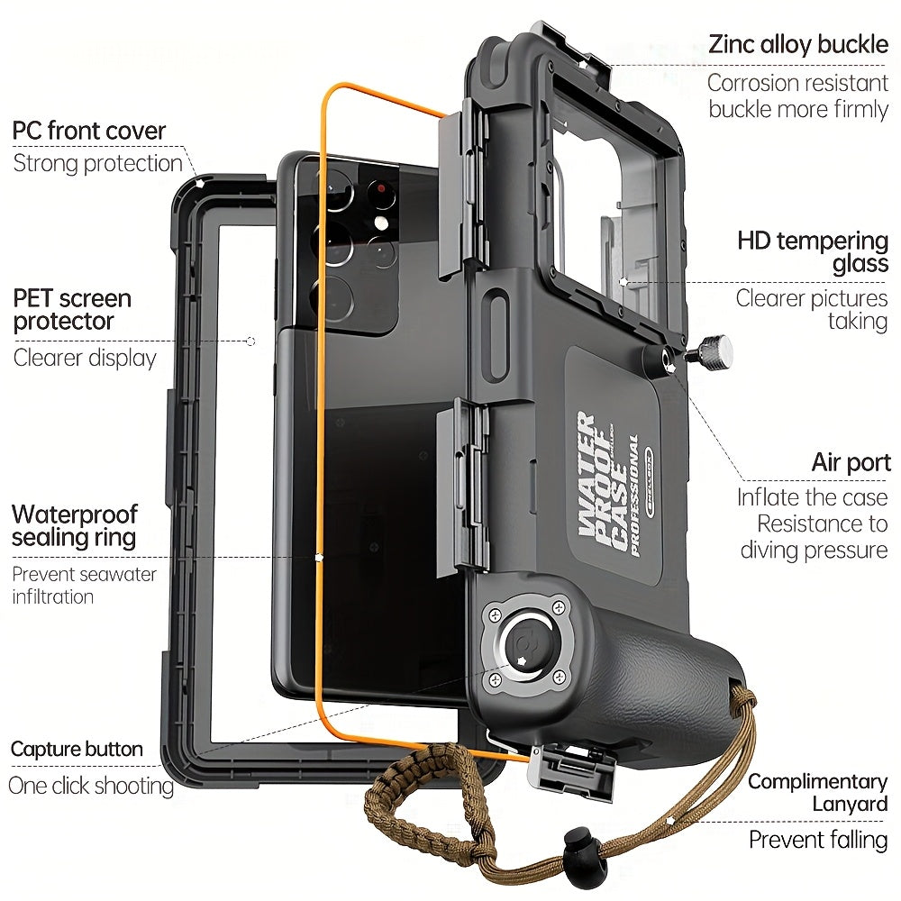 [Professional Scuba Dive Case] Underwater Snorkeling Diving Phone Case for Phone 16/15/14/13/12/11 Pro Max/XR/XS/X S24/S23/S22.[50ft/15m] Professional Scuba Dive Case Underwater Photo Video