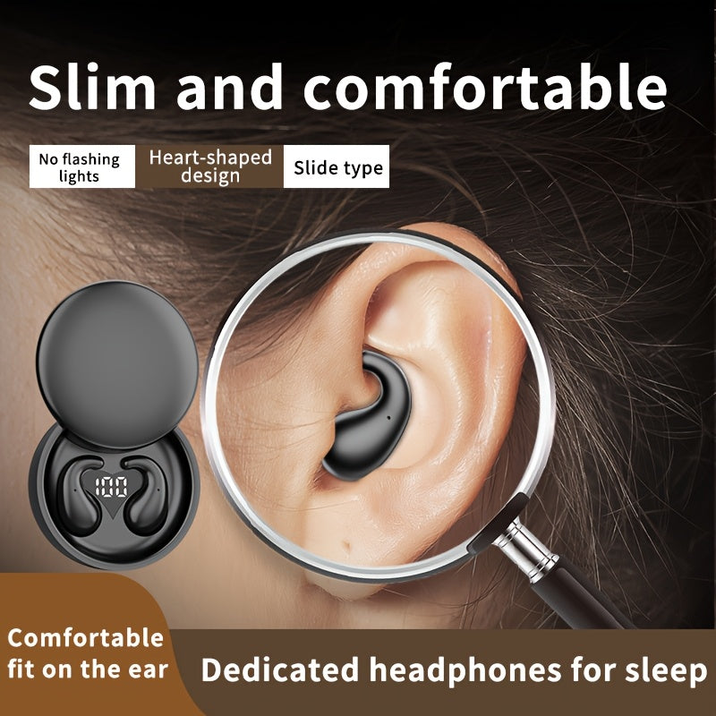 Ultra Thin Bluetooth Earphones, Wireless Earphones, Invisible Sleep Earphones, No Latency Gaming, Intelligent Noise Reduction, Ultra Long Battery Life, Mini Sleep Earphones, Ultra Long Standby, Comfortable to Wear, Bluetooth 5.4 Earphones, Suitable for Wo
