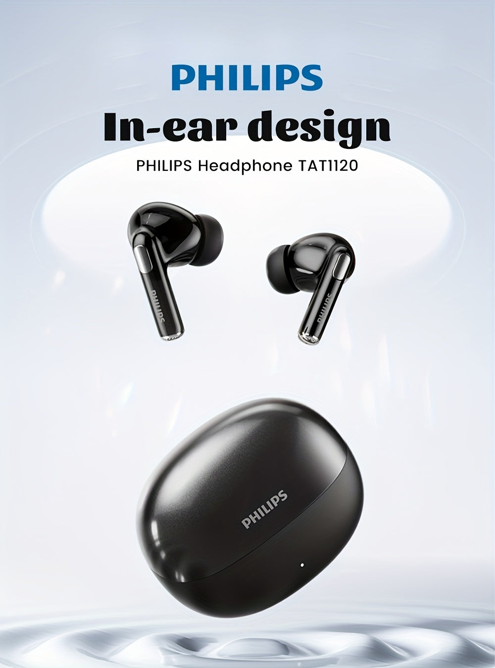 PHILIPS 2025 New Wireless Earbuds -New upgrade V6. 0, Ultra-Long Battery Life, Noise-Canceling, Comfortable Semi-Open Back Design for Sports & Gaming, Rechargeable Lithium Battery, Universal Phone Compatible, Gaming | Sleek Earbud Design