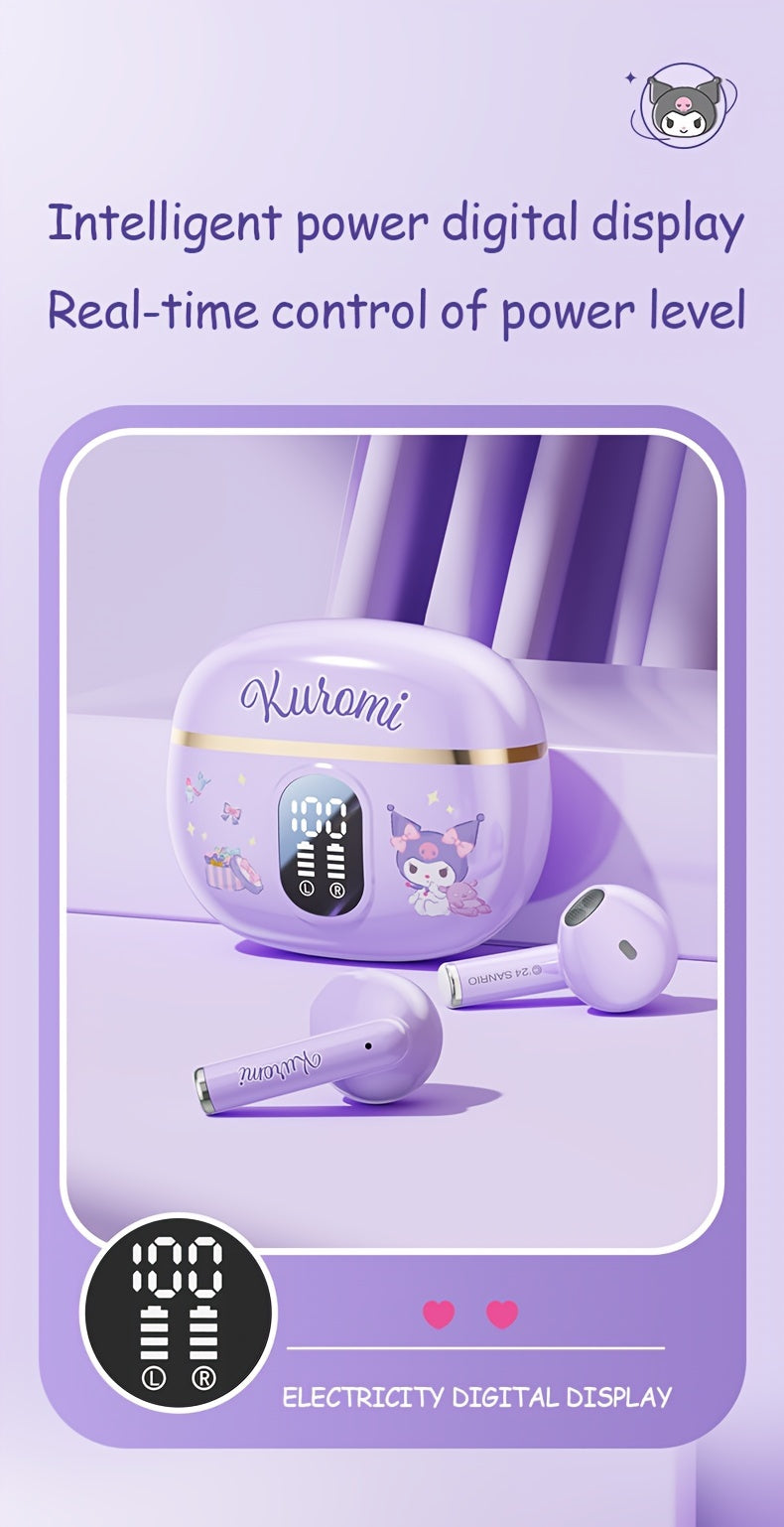 Sanrio Hellokitty Kuromi Cinnamoroll Wireless Bluetooth Earphones 3 Different Styles Available Cute Design Power Display Gaming Earplugs Unique Style Easy to Carry Smart Call Daily Exercise Outdoors to Study Holiday Gifts Or Attractive Birthday Gifts