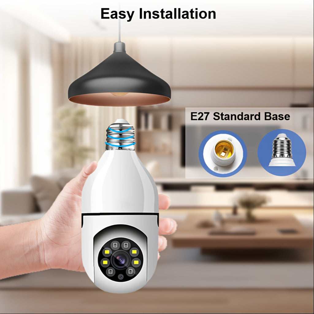 [1080P] 1/2Pc 3MP Light Bulb Camera 2.4Ghz Wifi, 1080P Wireless Surveillance Camera with Full-Color Night Vision, Two Way Audio, Motion Detection, 360° Pan&Tilt for Home Security