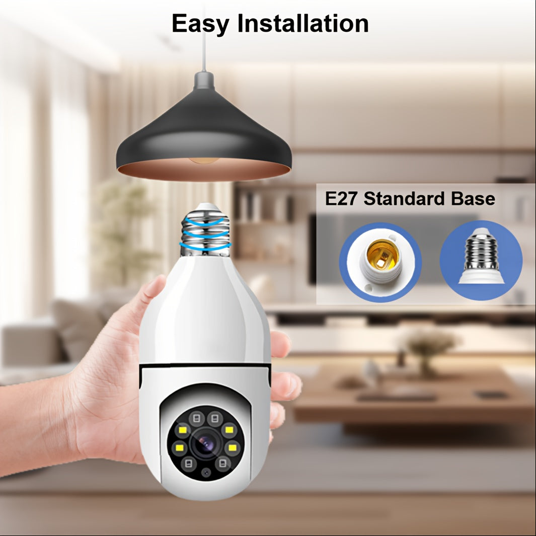 [1080P] 1/2Pc 3MP Light Bulb Camera 2.4Ghz Wifi, 1080P Wireless Surveillance Camera with Full-Color Night Vision, Two Way Audio, Motion Detection, 360° Pan&Tilt for Home Security
