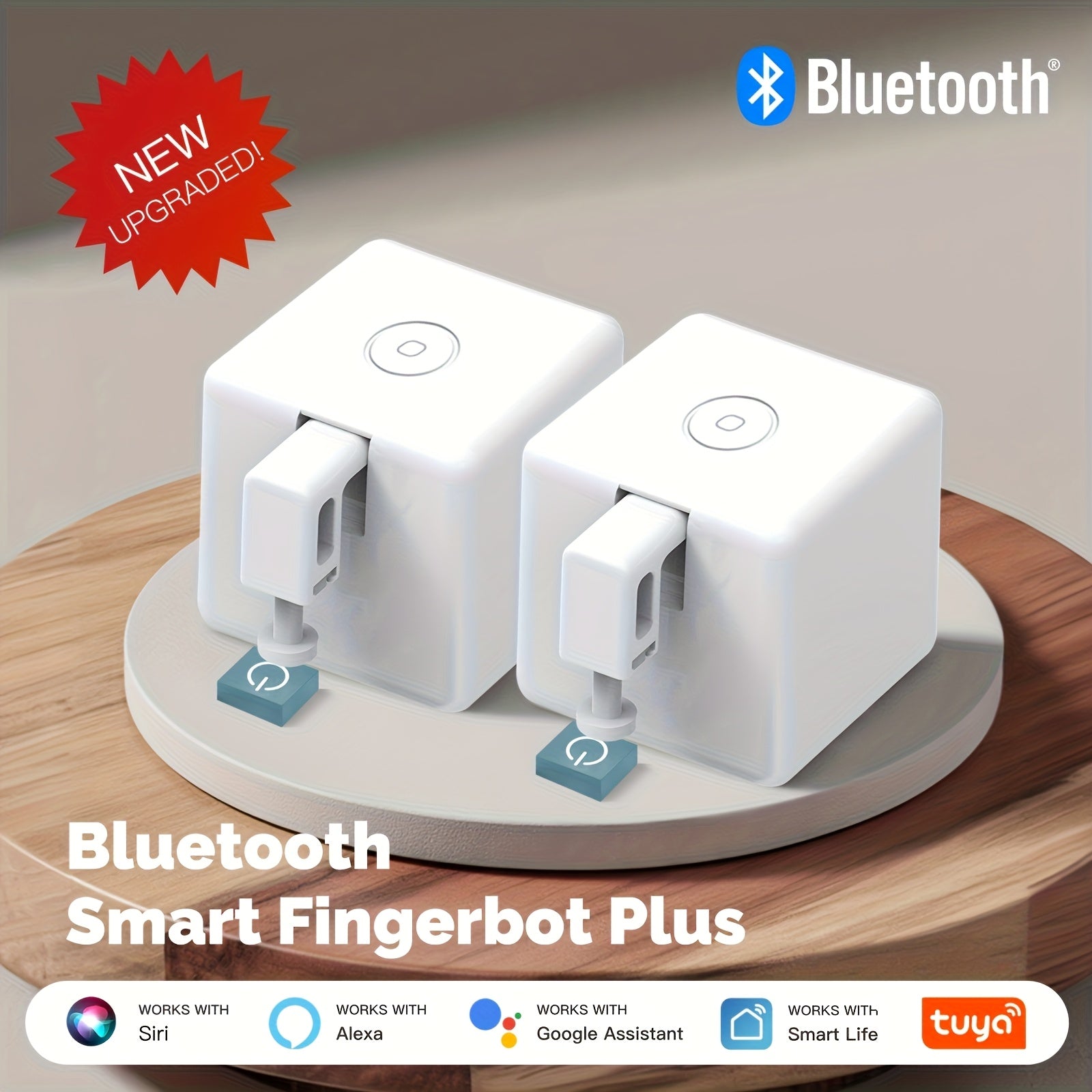 MOES 2 Sets of Fingerbot Plus Smart Button Pushers with Wireless, Automatic Touch Control, User-Friendly Design, Compatible with Smart Life App, Alexa & Google Home for Convenient Home Automation (2 White)