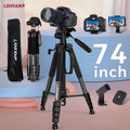 ALEiMON Aluminum Alloy Tripod, 74-inch Professional Heavy-duty Stand with Dual Quick Release Plate, Phone Clip, Carrying Bag for DSLR Cameras, Cell Phones, Projectors, Scopes, Webcams