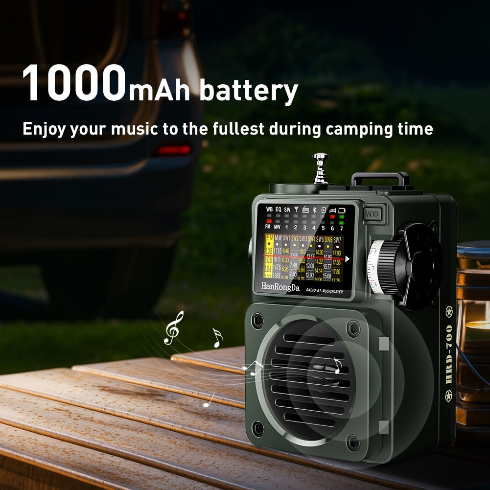 Hanrongda Wireless Speaker with Shortwave Radio, Featuring Microsd Support, FM MW WB SW Reception, NOAA Alerts, And a Sleep Timer. This Rechargeable Retro Analog Radio Includes Backlighting And ATS Presets, Ideal for Camping, Model HRD700.
