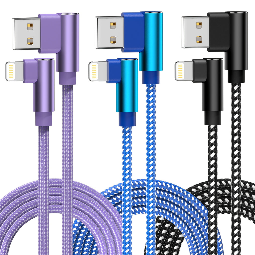 ForiPhone Charger, 3 Pack USB A to Lightning Cable MFi Certified ForIPhone Charger Cord Nylon Braided Compatible with ForIPhone 14/13/12/11 Pro Max/XS/XR/X/8/7/iPad (10ft)