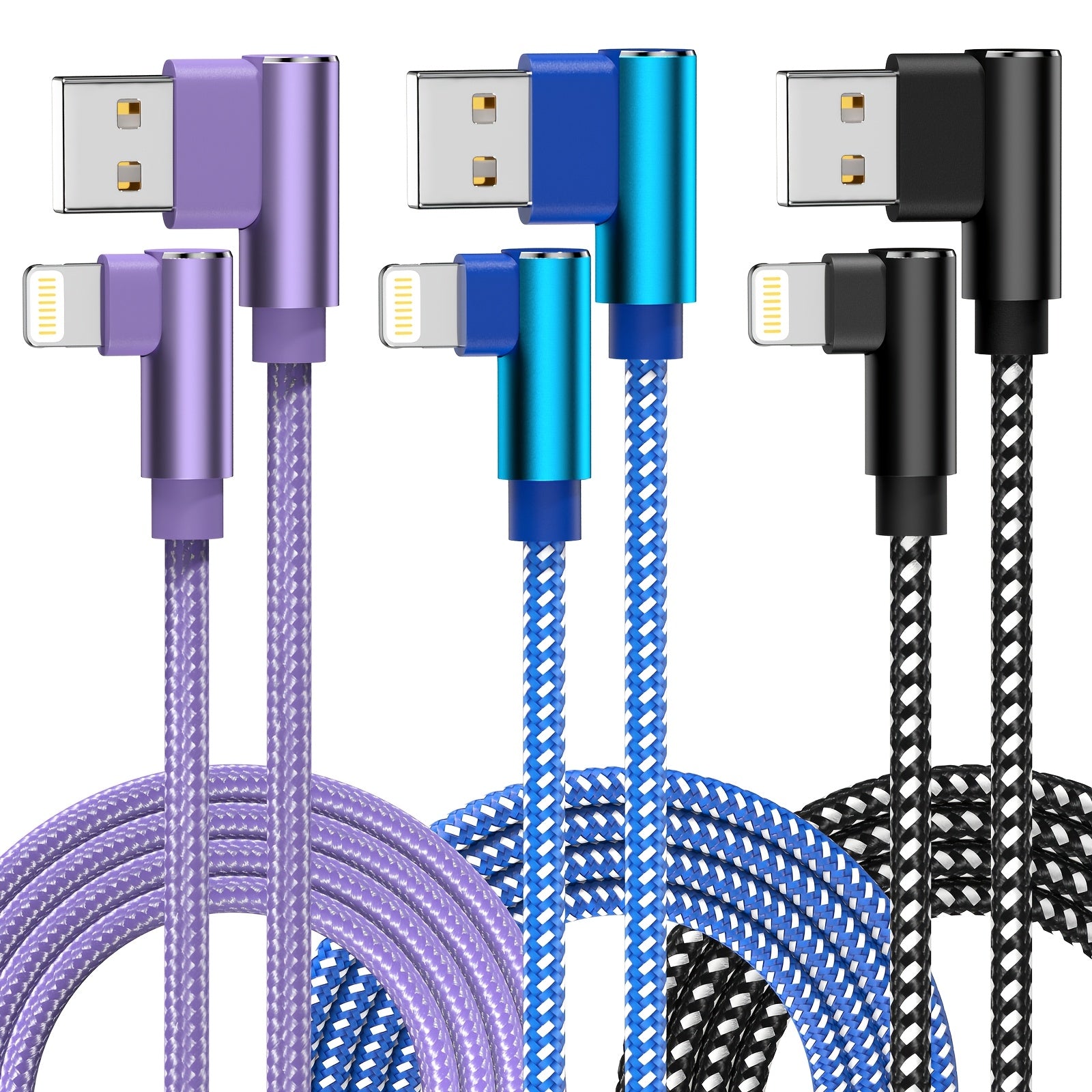 ForiPhone Charger, 3 Pack USB A to Lightning Cable MFi Certified ForIPhone Charger Cord Nylon Braided Compatible with ForIPhone 14/13/12/11 Pro Max/XS/XR/X/8/7/iPad (10ft)