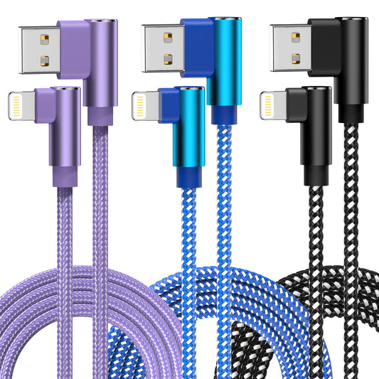 ForiPhone Charger, 3 Pack USB A to Lightning Cable MFi Certified ForIPhone Charger Cord Nylon Braided Compatible with ForIPhone 14/13/12/11 Pro Max/XS/XR/X/8/7/iPad (10ft)