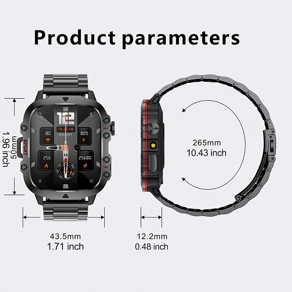 2025 New [Dual Strap] Multi-function Smart Watch Wireless Call And Music Playback Outdoor Sports Headphones USB Magnetic Charging HIFI Sound HD Lens Black Technology Push Button Control Built-in Microphone with Light UV Protected Christmas Gift New