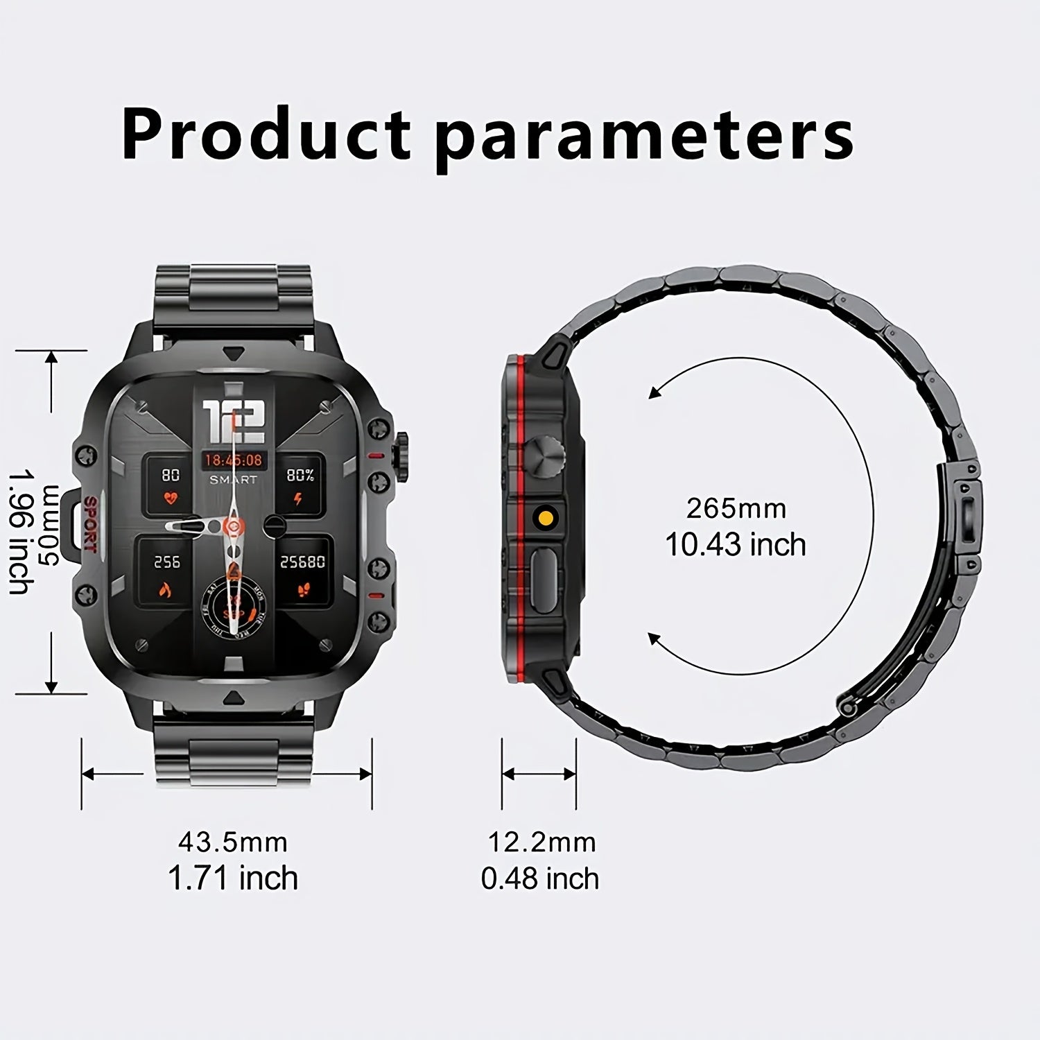 2025 New [Dual Strap] Multi-function Smart Watch Wireless Call And Music Playback Outdoor Sports Headphones USB Magnetic Charging HIFI Sound HD Lens Black Technology Push Button Control Built-in Microphone with Light UV Protected Christmas Gift New