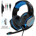 NPET 1pack/2 Packs Stereo Gaming Headset For PS4pcs Xbox One PS5 Controller, Noise Cancelling Over Ear Headphones With Mic, LED Light, Bass Surround, Soft Memory Earmuffs Blue
