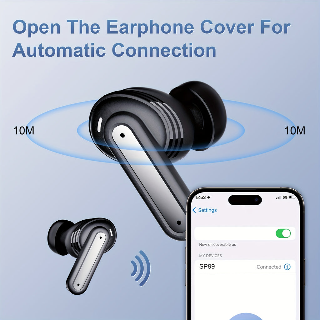 ANKRIYUL Wireless Stereo Earbuds, Sports Headphones Featuring ENC Noise Cancellation, Designed for Smartphones, Laptops, Tvs, Music, And Calls, Complete with a Charging Case.