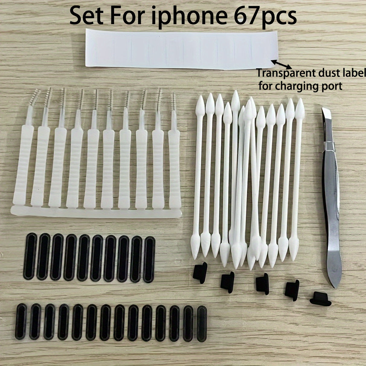 67pcs Universal Plug Kit Designed for Smartphones, Featuring Type-C Charging Port And Speaker Protectors, Dust Mesh Stickers, Made from Durable, Soft, And Flexible Materials, Along with a Cleaning Brush Set for Phone And Earphone Upkeep