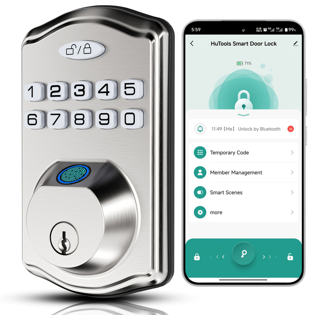 Keypad Door Lock, Smart Keyless Entry Door Lock Series, Biometric Fingerprint, Phone App Or Keypad Unlock, Deadbolt with Optional Handle Set, Auto-Lock Security Hardware for Front Door And Office, Heavy Duty Zinc Alloy