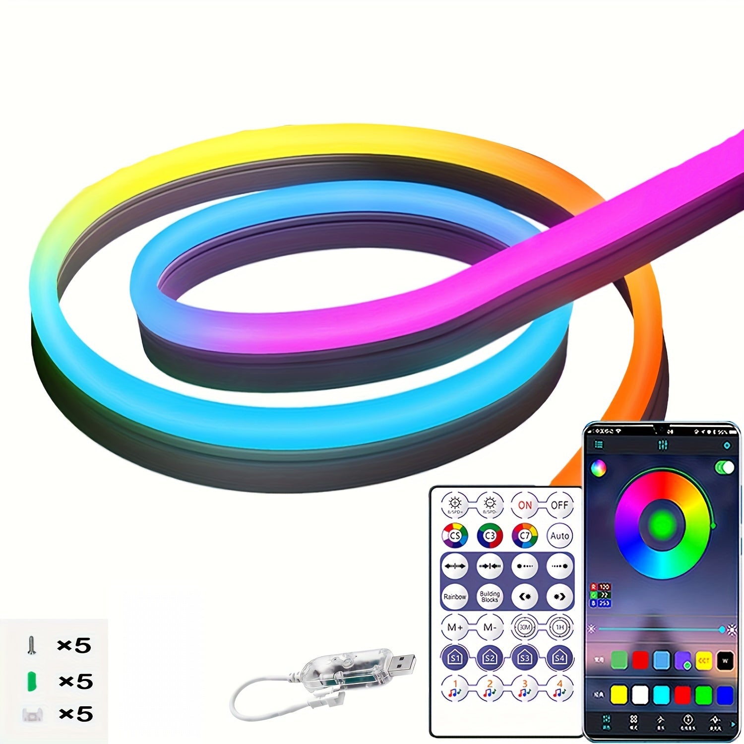 Strong Outdoor/indoor Dual-purpose RGBIC Neon Light Rope - APP/remote Control Dual Control | Suitable for Courtyard Walls, Store Signs, Bedrooms, Game Rooms, and Halloween/Christmas Decorations