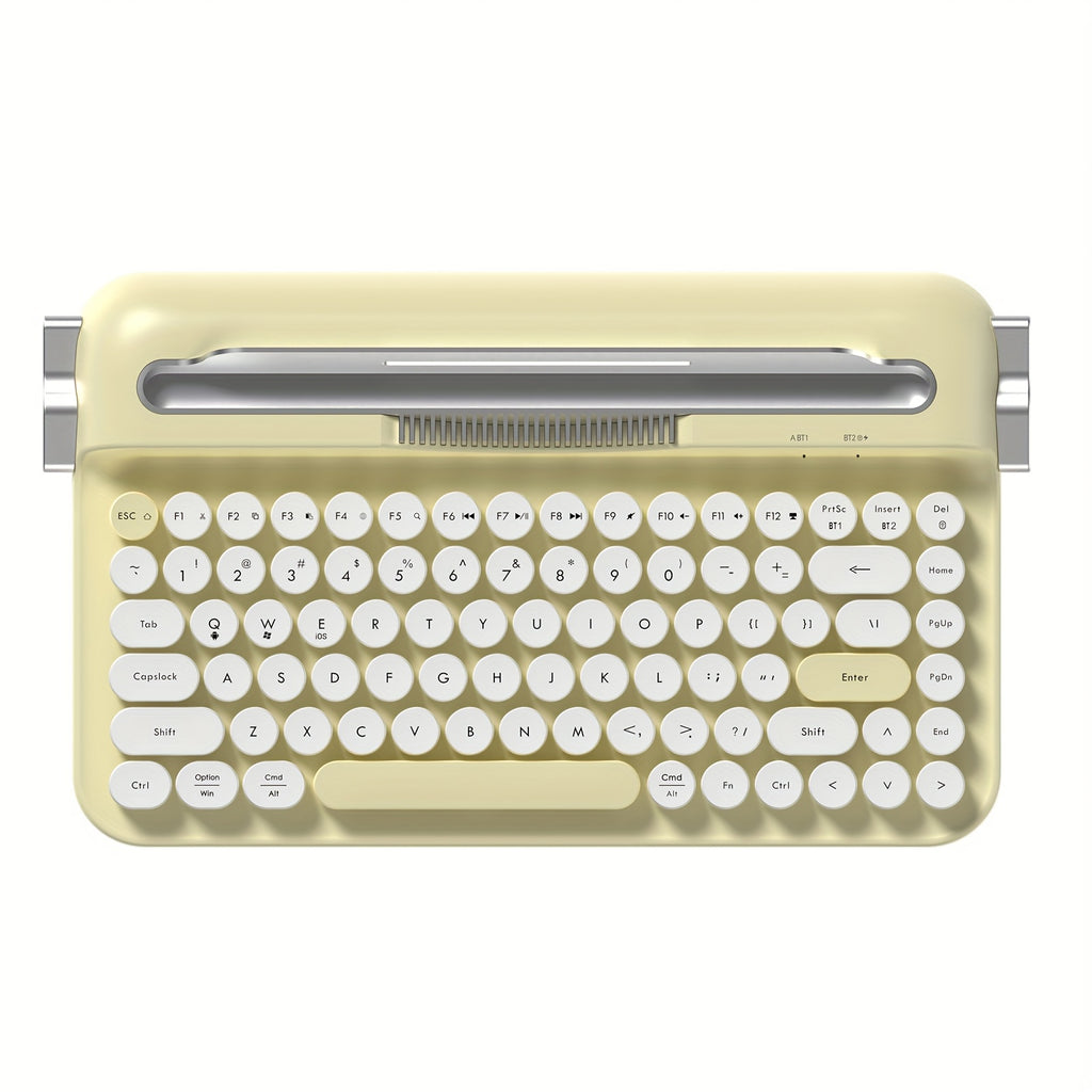 AJAZZ AF84 Wireless 2.4G Dual-Mode Retro Keyboard Featuring a Fixed Slot Stand for Connecting Multiple Devices