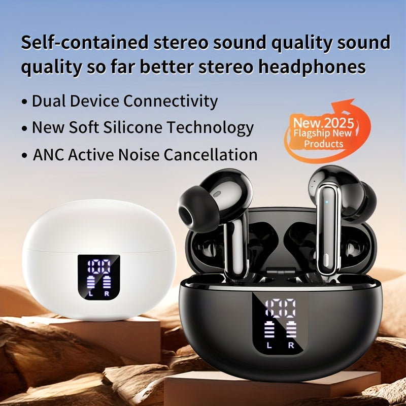 AI Translation Earphones Smart Noise Cancelling Earphones 3-in-1 Translate 144 Languages, 6 Microphones Noise Cancelling Long Battery Life, Hifi Sound Quality, Smartphone Universal, Perfect for Business And Travel