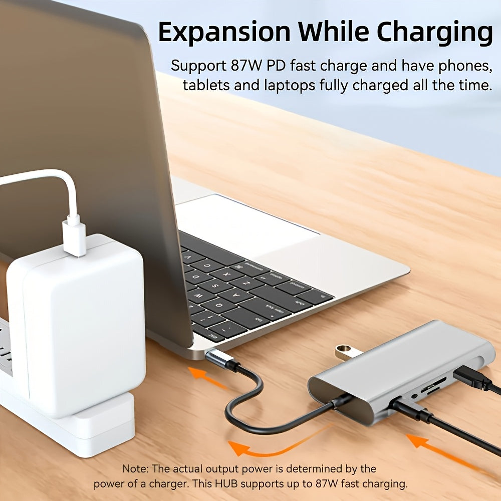 11-in-1 USB-C Expansion Dock - Multiple High-Speed USB-C Ports, Triple Display Setup, Fast PD, Gigabit Ethernet, 3 USB Ports, Microphone/Audio, SD/TF Card Reader - Universally Compatible with MacBook, Windows, And Other USB-C
