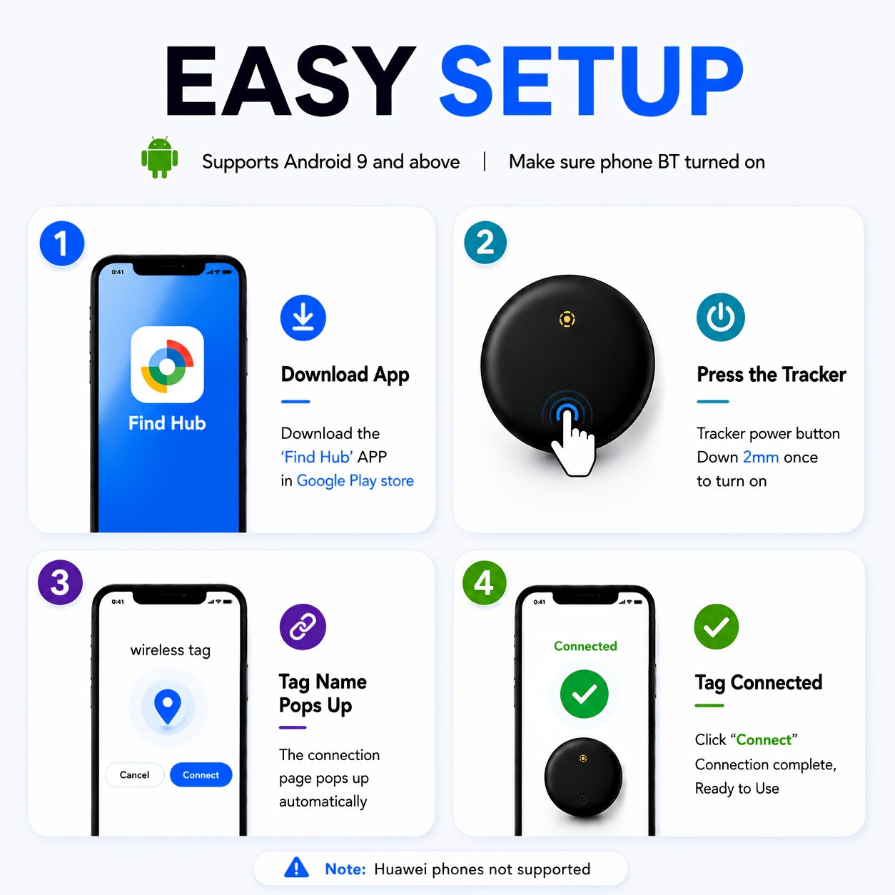 [Android Find My GPS] Rexzol 2Pack Air Tracker for Android Find My Mini GPS Tag Anti-Lost Device with Android Find My Phone, with Keychain Holder Case - Track Keys, Wallet, Pets, Cars, Suitcase - Durable Long-Lasting Use